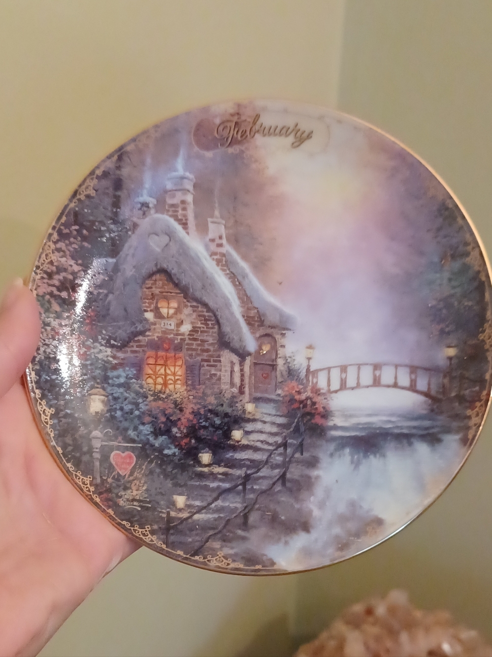 Thomas Kinkade Simpler Times February Sweetheart Cottage II Collector  Plate